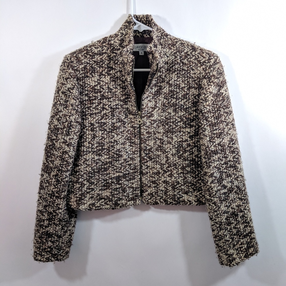 🔥Claude Rene Jacket chunky tweed zip Jacket 8 VTG